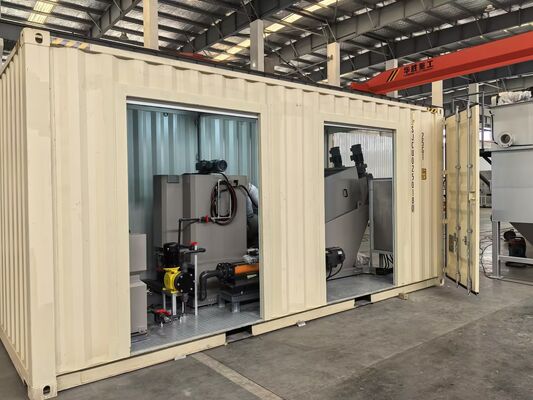 Fully-Automatic Sewage Treatment Plant Multi Plate Sludge Screw Press Mobile Sludge Dewatering System with Container
